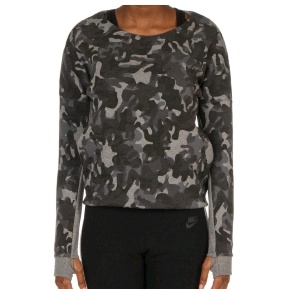 NIKE Tech Black And Gray Camo Crew Neck Sweatshirt (M)
